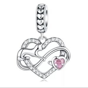 925 Sterling Silver Kitty Cat Infinite Love Dangle Charm